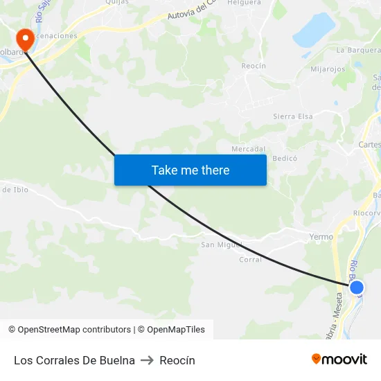Los Corrales De Buelna to Reocín map