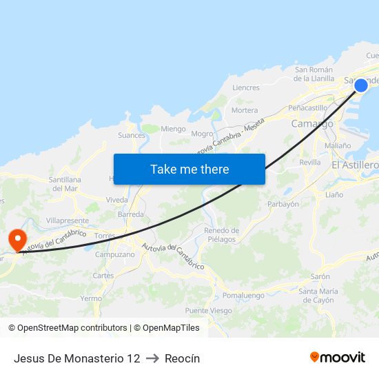 Jesus De Monasterio 12 to Reocín map