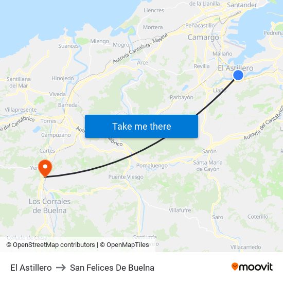 El Astillero to San Felices De Buelna map