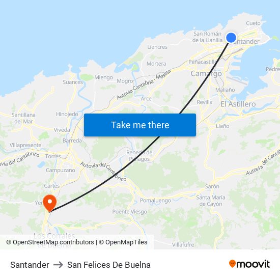 Santander to San Felices De Buelna map