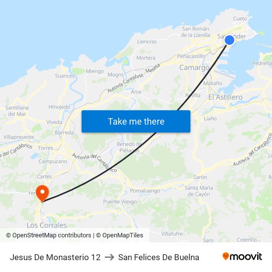 Jesus De Monasterio 12 to San Felices De Buelna map