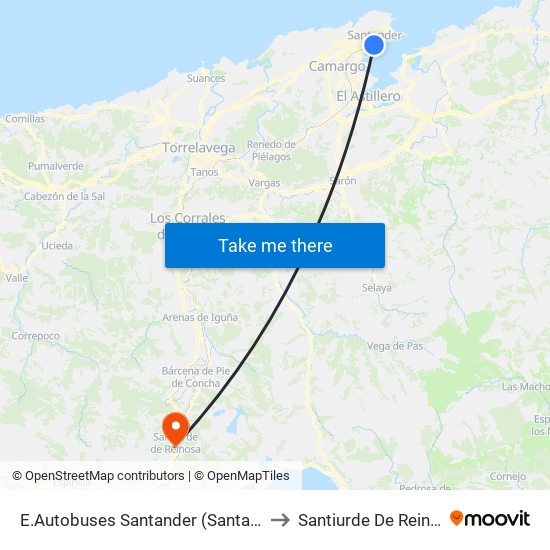 E.Autobuses Santander (Santander) to Santiurde De Reinosa map