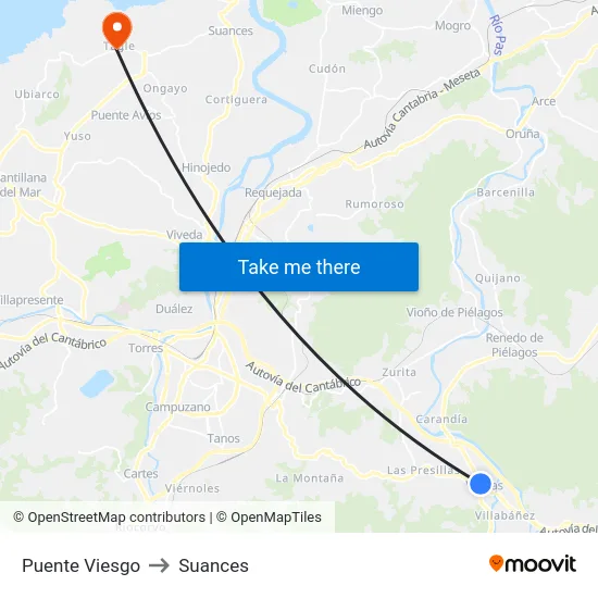 Puente Viesgo to Suances map