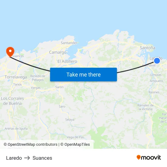 Laredo to Suances map