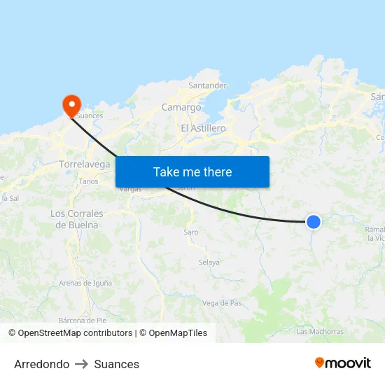 Arredondo to Suances map