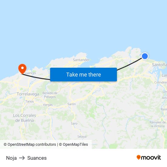 Noja to Suances map