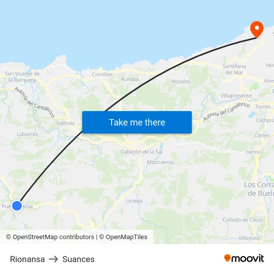 Rionansa to Suances map