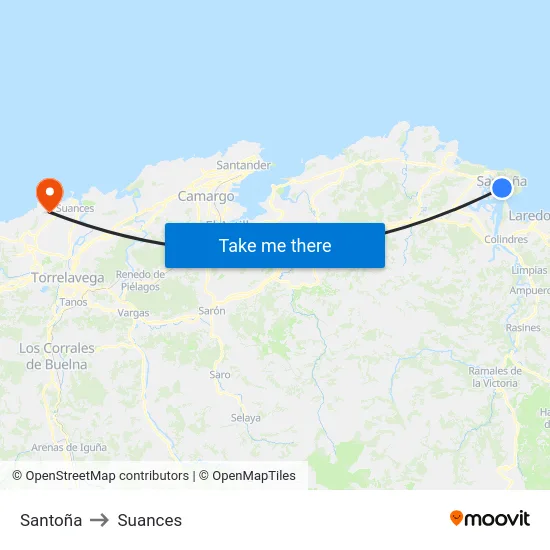Santoña to Suances map