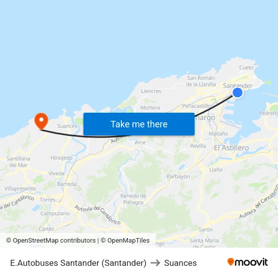 E.Autobuses Santander (Santander) to Suances map