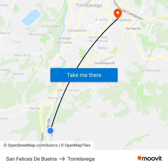 San Felices De Buelna to Torrelavega map