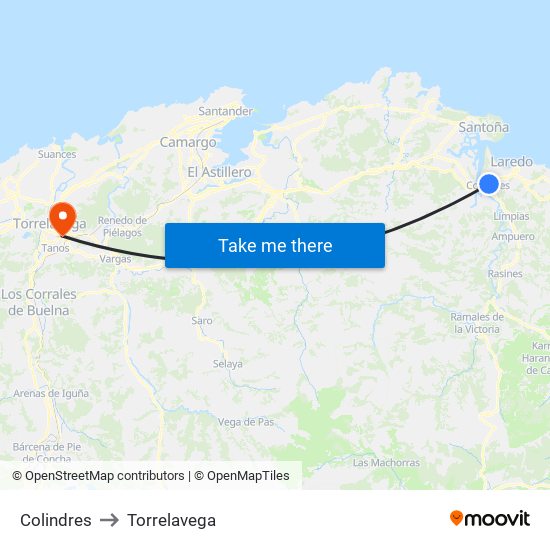 Colindres to Torrelavega map