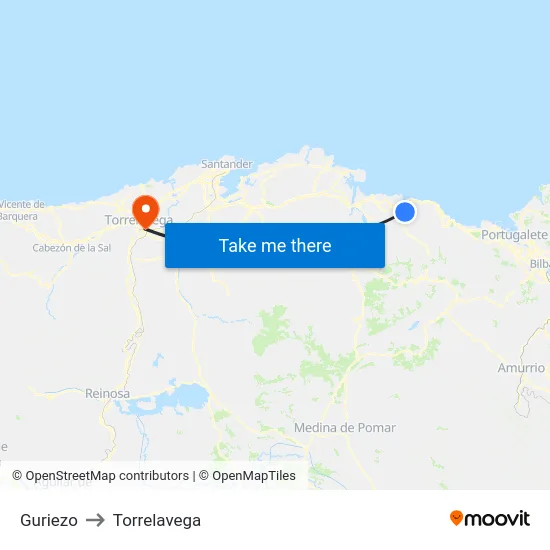 Guriezo to Torrelavega map