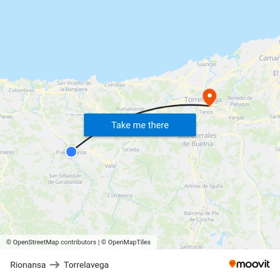 Rionansa to Torrelavega map