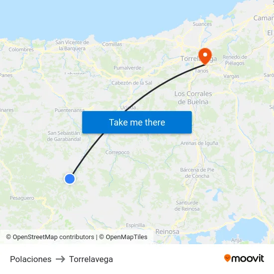 Polaciones to Torrelavega map