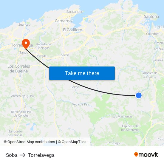 Soba to Torrelavega map