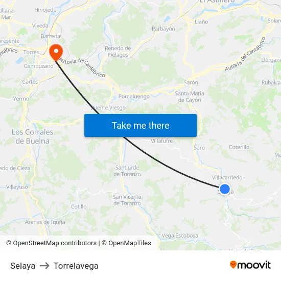 Selaya to Torrelavega map