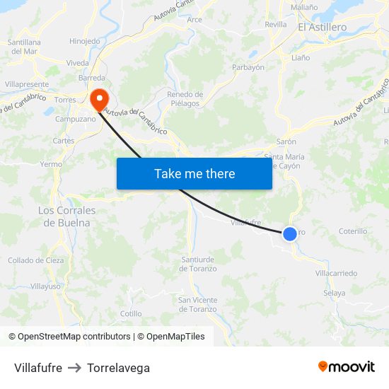 Villafufre to Torrelavega map