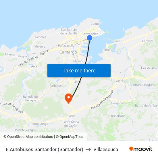 E.Autobuses Santander (Santander) to Villaescusa map