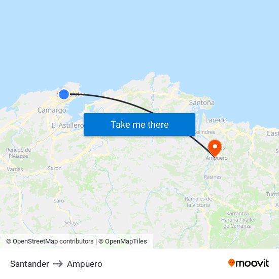 Santander to Ampuero map
