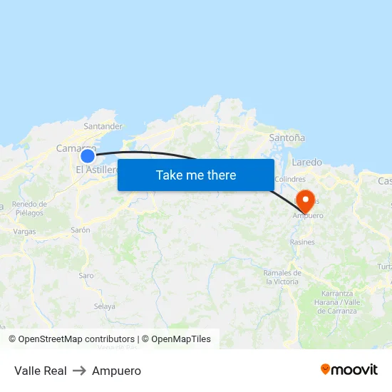 Valle Real to Ampuero map