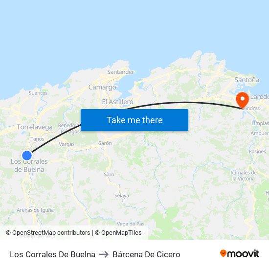 Los Corrales De Buelna to Bárcena De Cicero map