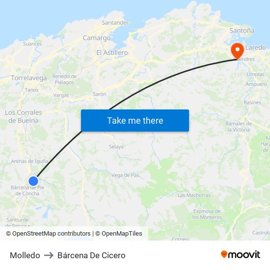 Molledo to Bárcena De Cicero map