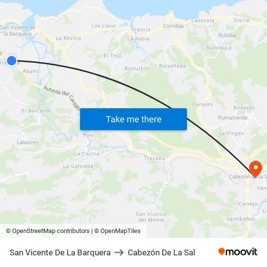 San Vicente De La Barquera to Cabezón De La Sal map