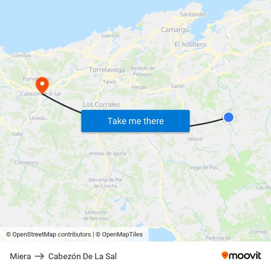 Miera to Cabezón De La Sal map