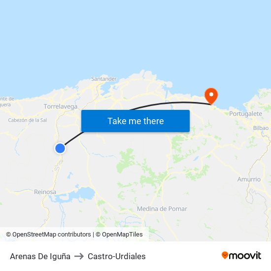 Arenas De Iguña to Castro-Urdiales map
