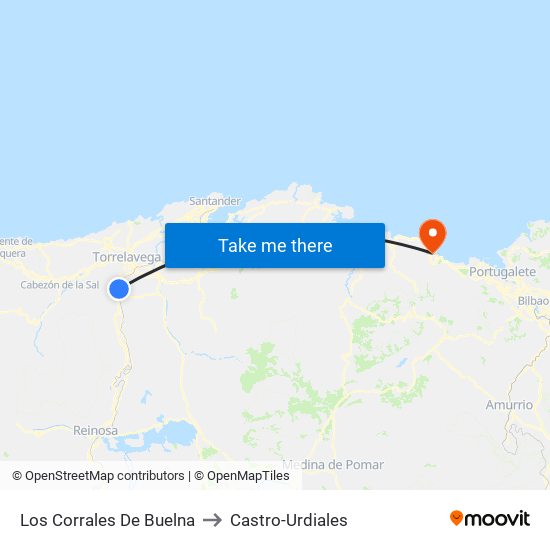 Los Corrales De Buelna to Castro-Urdiales map