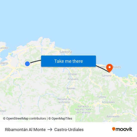 Ribamontán Al Monte to Castro-Urdiales map