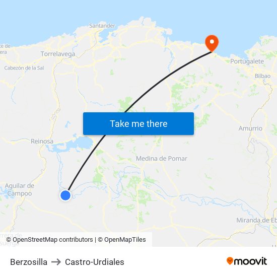 Berzosilla to Castro-Urdiales map