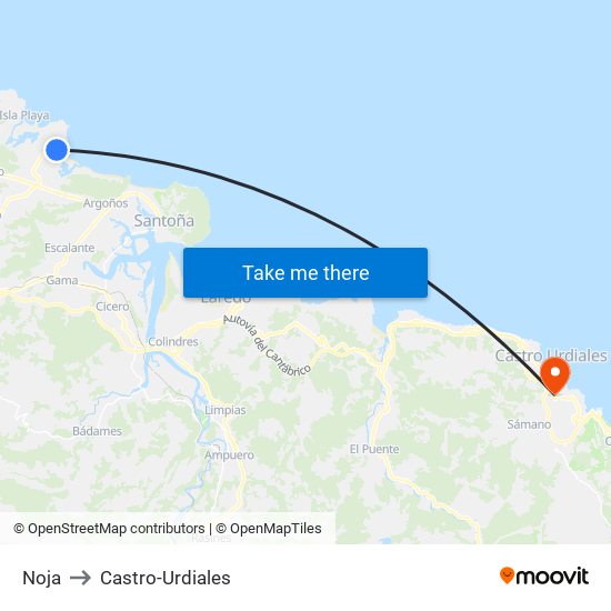 Noja to Castro-Urdiales map