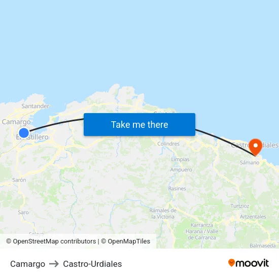 Camargo to Castro-Urdiales map