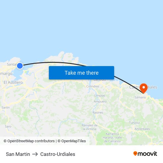 San Martin to Castro-Urdiales map