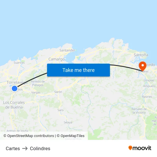 Cartes to Colindres map