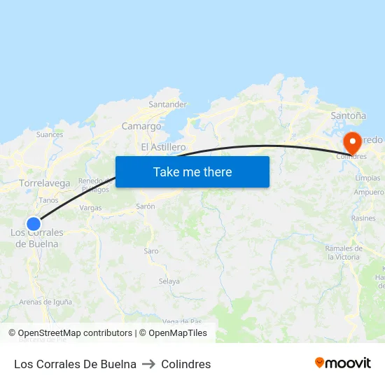 Los Corrales De Buelna to Colindres map