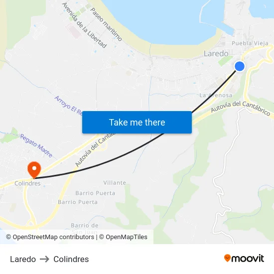 Laredo to Colindres map
