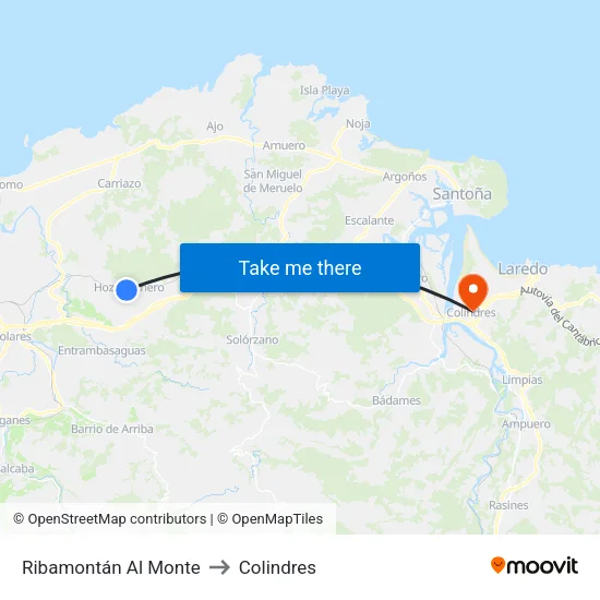 Ribamontán Al Monte to Colindres map