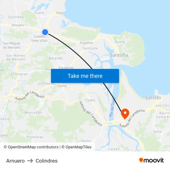 Arnuero to Colindres map