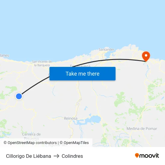 Cillorigo De Liébana to Colindres map