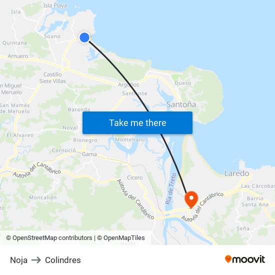 Noja to Colindres map