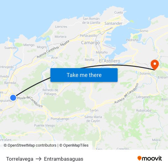 Torrelavega to Entrambasaguas map