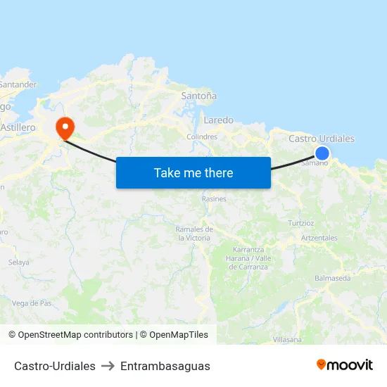 Castro-Urdiales to Entrambasaguas map