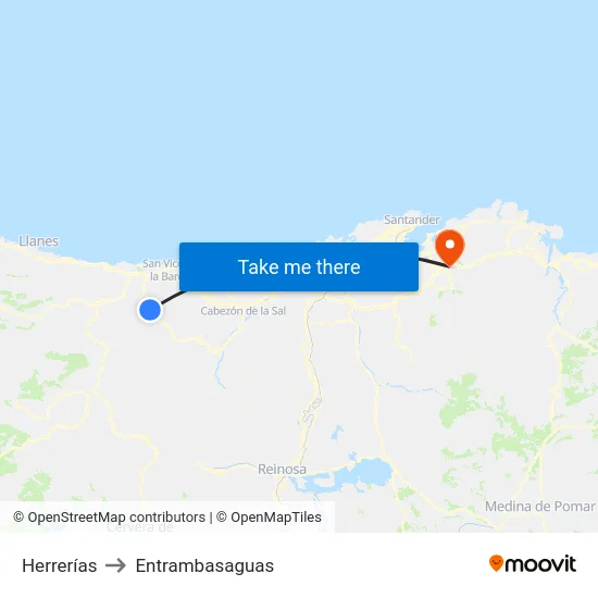 Herrerías to Entrambasaguas map