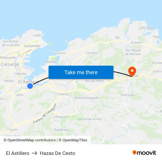 El Astillero to Hazas De Cesto map