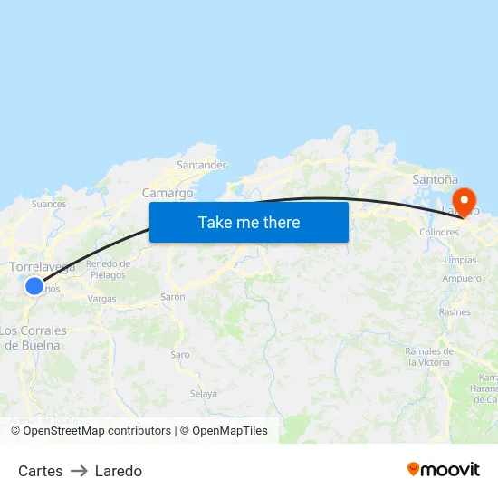 Cartes to Laredo map