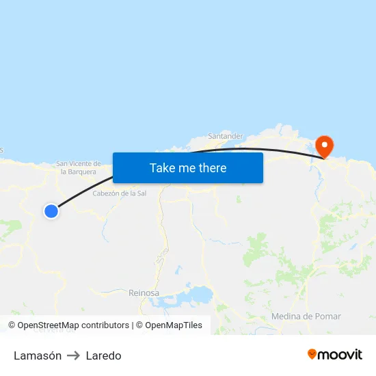 Lamasón to Laredo map