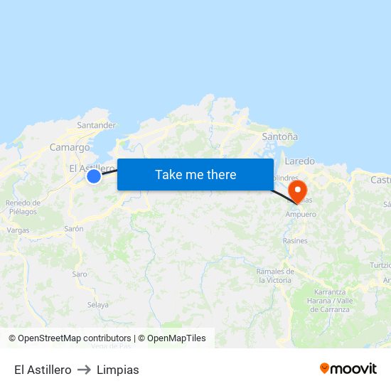 El Astillero to Limpias map