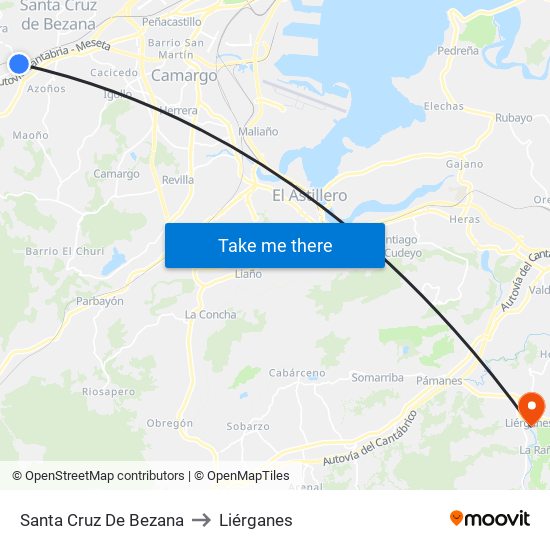 Santa Cruz De Bezana to Liérganes map